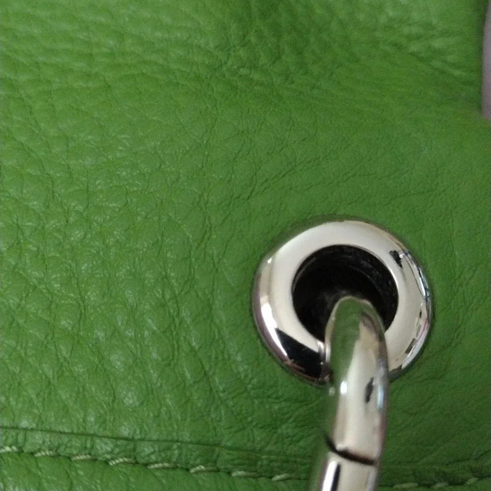 Vintage Vtg Y2k Xl Bodhi Leather Bright Green Hobo Bag Silver Chain Hardware